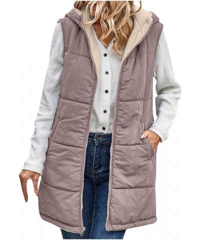 Long Puffer Vest Women Reversible Sherpa Lined Vest Fuzzy Teddy Jacket Plus Size Sleeveless Puffer Fleece Coats Purple $11.64...