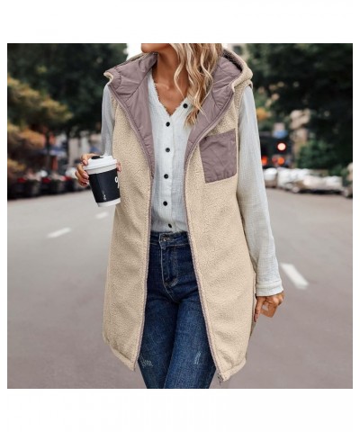 Long Puffer Vest Women Reversible Sherpa Lined Vest Fuzzy Teddy Jacket Plus Size Sleeveless Puffer Fleece Coats Purple $11.64...