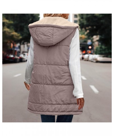 Long Puffer Vest Women Reversible Sherpa Lined Vest Fuzzy Teddy Jacket Plus Size Sleeveless Puffer Fleece Coats Purple $11.64...