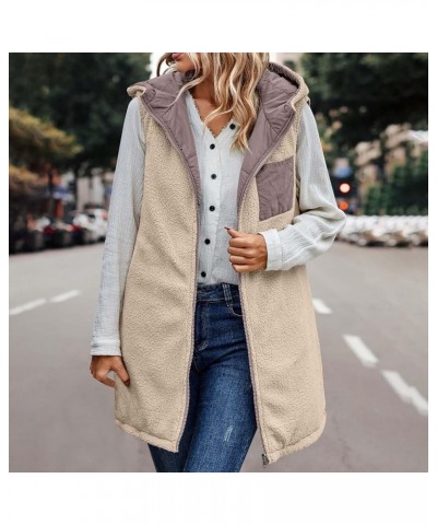 Long Puffer Vest Women Reversible Sherpa Lined Vest Fuzzy Teddy Jacket Plus Size Sleeveless Puffer Fleece Coats Purple $11.64...