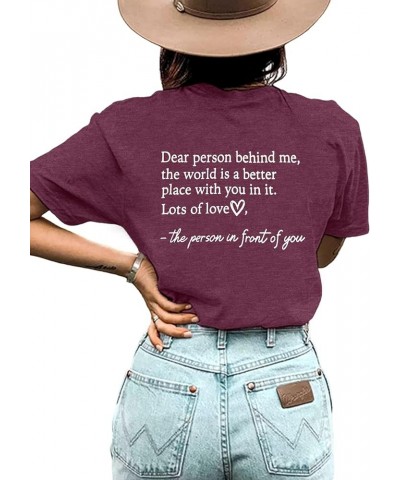 Be Kind Womens T Shirts Cute Graphic Blessed Shirt Short Sleeve Tees Funny Inspirational T-Shirt Teacher Tops A-wine Red $10....