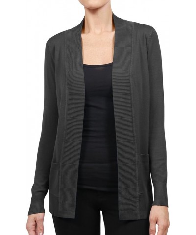 Womens Casual Open Front Knit Cardigan Sweater Extra Stretchy (S-3XL) Charcoal $12.48 Sweaters