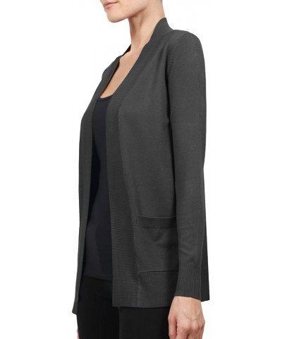 Womens Casual Open Front Knit Cardigan Sweater Extra Stretchy (S-3XL) Charcoal $12.48 Sweaters