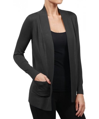 Womens Casual Open Front Knit Cardigan Sweater Extra Stretchy (S-3XL) Charcoal $12.48 Sweaters