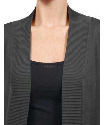 Womens Casual Open Front Knit Cardigan Sweater Extra Stretchy (S-3XL) Charcoal $12.48 Sweaters