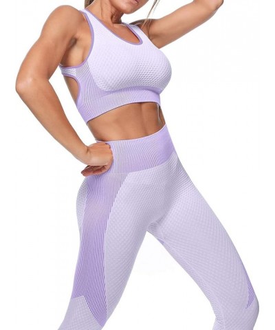 3pcs Seamless Outfit Workout Sets Gym for Women, Fitness Sports School Running Clothes Yoga Sportswear Purple $22.94 Activewear