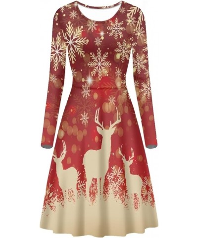 Mushroom Dresses for Women Midi Dresses with Long Sleeve Mushrooms Casual Dresses Xmas Snowflake Reindeer $19.94 Others