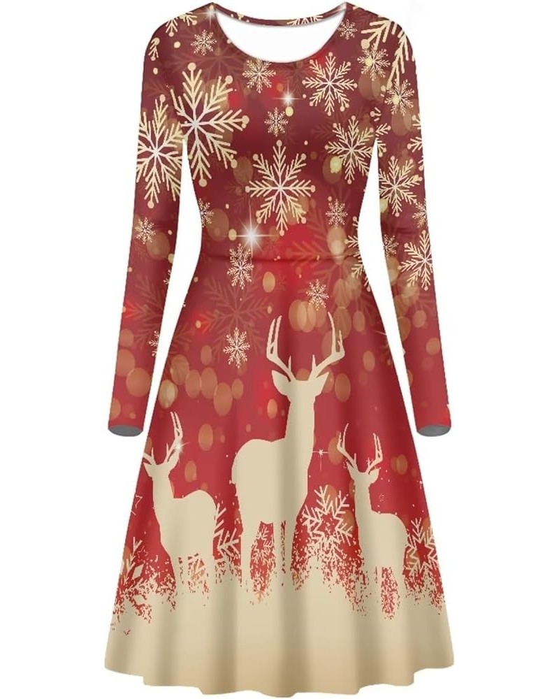 Mushroom Dresses for Women Midi Dresses with Long Sleeve Mushrooms Casual Dresses Xmas Snowflake Reindeer $19.94 Others