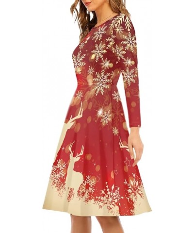 Mushroom Dresses for Women Midi Dresses with Long Sleeve Mushrooms Casual Dresses Xmas Snowflake Reindeer $19.94 Others