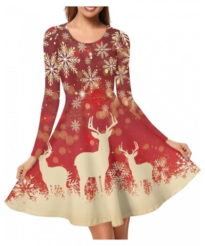 Mushroom Dresses for Women Midi Dresses with Long Sleeve Mushrooms Casual Dresses Xmas Snowflake Reindeer $19.94 Others