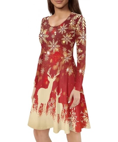 Mushroom Dresses for Women Midi Dresses with Long Sleeve Mushrooms Casual Dresses Xmas Snowflake Reindeer $19.94 Others