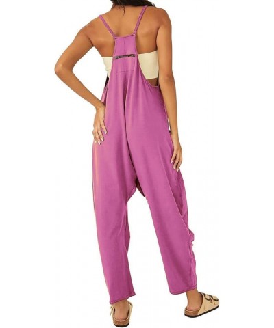 Women Casual Jumpsuits Free Hot Shot Onesie FP dupes Spaghetti Strap Loose Romper Overalls Pocket Summer Fashion Harem Purple...