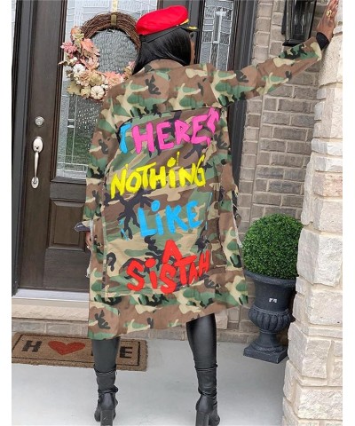 Sexy Camouflage Jacket for Women Army Fatigue Long Cargo Jackets Trench Coat Plus Size Colorful $22.35 Coats