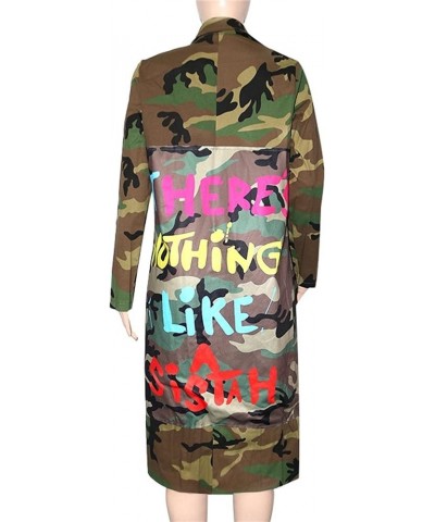 Sexy Camouflage Jacket for Women Army Fatigue Long Cargo Jackets Trench Coat Plus Size Colorful $22.35 Coats