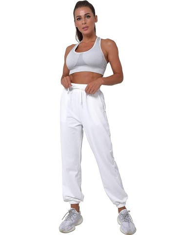 Drawstring Sweatpants Women Sprot Jogger Casual Long Pants Pocket Baggy Cinch Bottom Print Trousers 1-white $13.95 Activewear