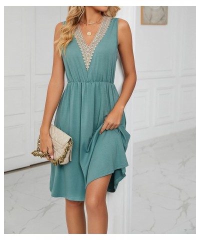 Womens Sleeveless Dress Wrap V Neck Summer Casual Swing Sundress Beach Short Dresses with Pocket Green $18.80 Dresses