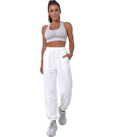 Drawstring Sweatpants Women Sprot Jogger Casual Long Pants Pocket Baggy Cinch Bottom Print Trousers 1-white $13.95 Activewear