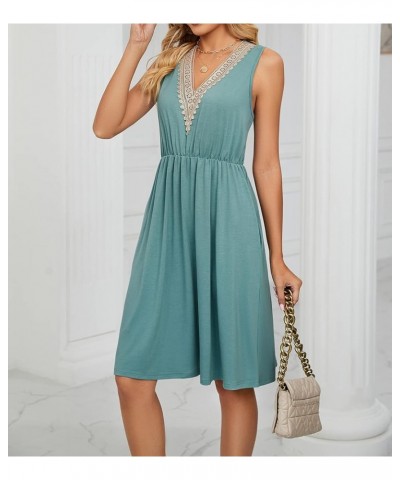 Womens Sleeveless Dress Wrap V Neck Summer Casual Swing Sundress Beach Short Dresses with Pocket Green $18.80 Dresses