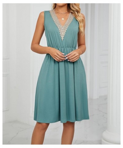 Womens Sleeveless Dress Wrap V Neck Summer Casual Swing Sundress Beach Short Dresses with Pocket Green $18.80 Dresses