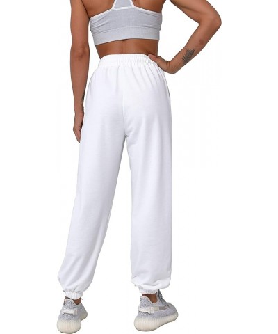 Drawstring Sweatpants Women Sprot Jogger Casual Long Pants Pocket Baggy Cinch Bottom Print Trousers 1-white $13.95 Activewear