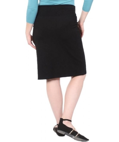 Modest Knee Length Pencil Skirt for Women in Lightweight Cotton Spandex Black Snake Print $14.10 Skirts