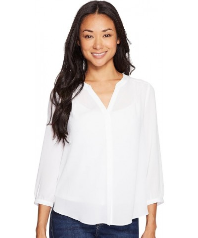 Women's Petite Size 3/4 Sleeve Pintuck Blouse Optic White $24.55 Blouses