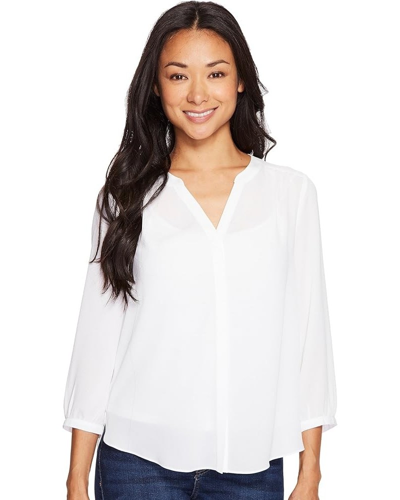 Women's Petite Size 3/4 Sleeve Pintuck Blouse Optic White $24.55 Blouses