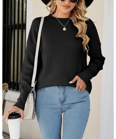 Womens Oversized Sweaters 2023 Fall Crew Neck Long Sleeve Ribbed Knit Slouchy Side Slit Pullover Tunic Tops Black $11.88 Swea...