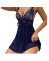 Valentines Lingerie for Women Sexy V-Neck Lingerie Lace Babydoll Mesh Chemise Nightwear Outfits S-2XL Z01-blue $4.69 Baby Dolls