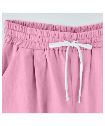 Running Shorts for Women Pack, Women's Drawstring Linen Bermuda Shorts for Women Elastic Waist Summer Cotton Short Pink $9.03...