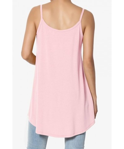 Women's Scoop V Neck Stretch Draped Jersey Flared Camisole Tunic Top Dusty Pink $9.50 Tanks