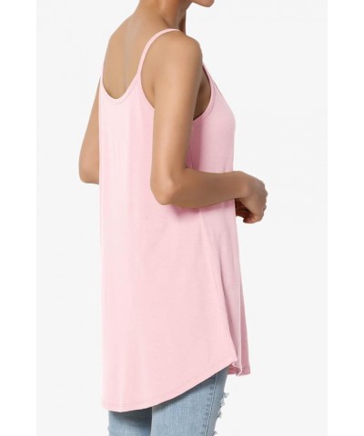 Women's Scoop V Neck Stretch Draped Jersey Flared Camisole Tunic Top Dusty Pink $9.50 Tanks