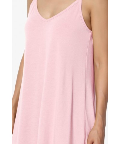 Women's Scoop V Neck Stretch Draped Jersey Flared Camisole Tunic Top Dusty Pink $9.50 Tanks