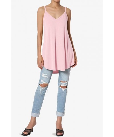 Women's Scoop V Neck Stretch Draped Jersey Flared Camisole Tunic Top Dusty Pink $9.50 Tanks