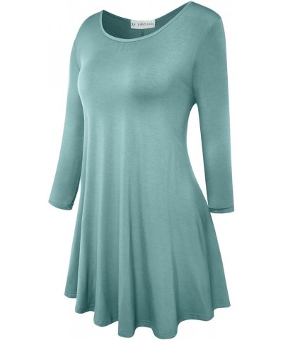 Womens 3/4 Sleeve Loose Fit Swing Tunic Tops Basic T Shirt Grayish Green $13.74 Tops