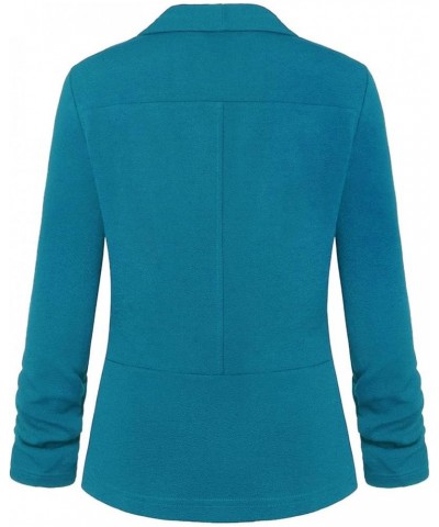 Womens Casual Blazer Pockets Open Front Cardigan Work Office Jacket 3/4 Sleeve Turquoise Green $24.77 Blazers