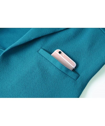 Womens Casual Blazer Pockets Open Front Cardigan Work Office Jacket 3/4 Sleeve Turquoise Green $24.77 Blazers