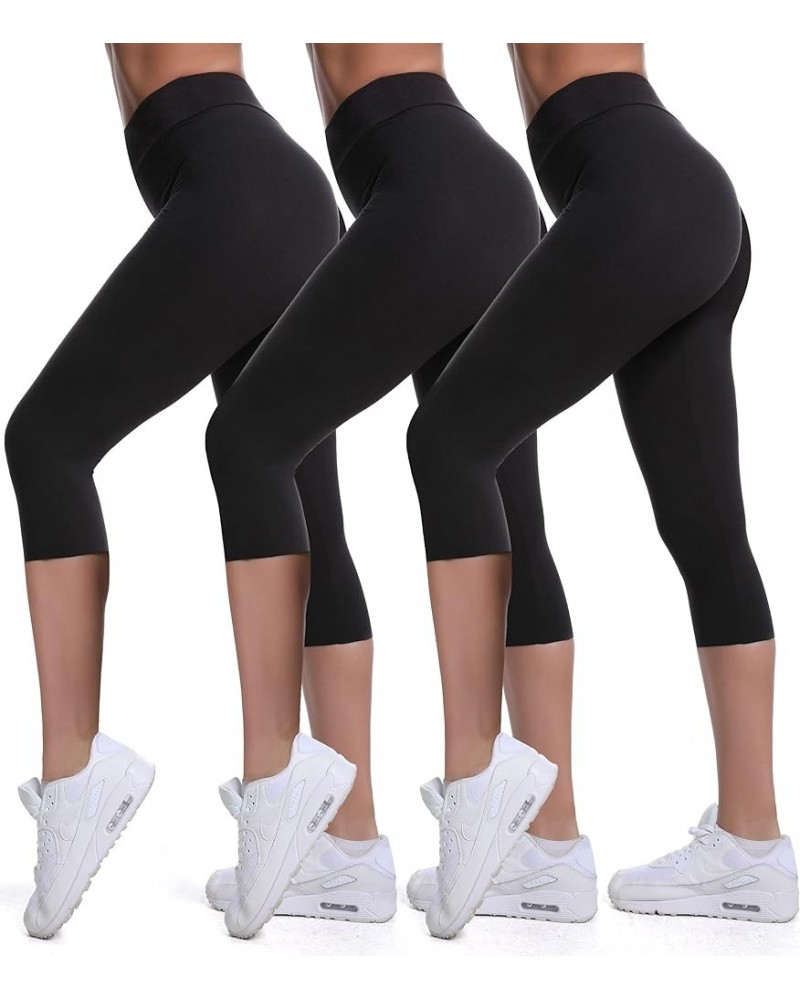 Buttery Soft High Waisted Capri Leggings for Women - Tummy Control, No See Through, Workout Yoga Pants Black Capri 3 Pack $12...