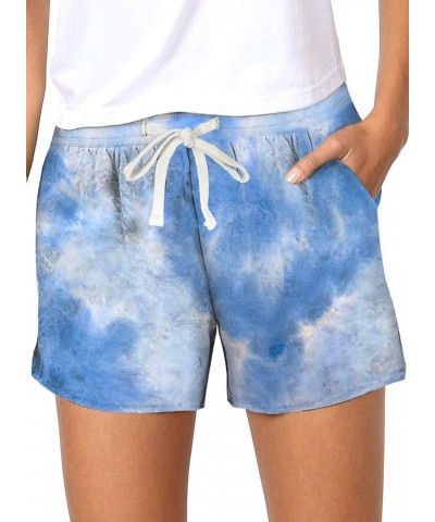 Women's Lounge Shorts Summer Elastic Waist Drawstring Pocketed Shorts Comfy Pajama Shorts Casual 3-blue $10.25 Sleep & Lounge