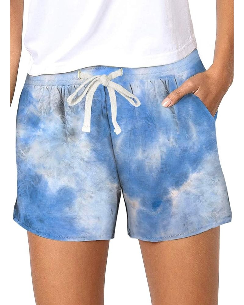 Women's Lounge Shorts Summer Elastic Waist Drawstring Pocketed Shorts Comfy Pajama Shorts Casual 3-blue $10.25 Sleep & Lounge