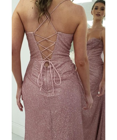 Sparkly Sequin Cocktail Prom Dress Ruch Spaghetti Straps Backless Mermaid Corset Formal Evening Party Gown Rose Gold $28.20 D...