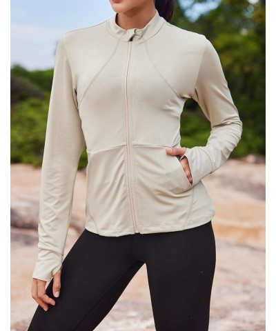 Women's Running Jackets Slim Fit Workout Jacket Zip Up Athletic Track Tennis Jacket with Thumb Holes Light Green $14.40 Jackets