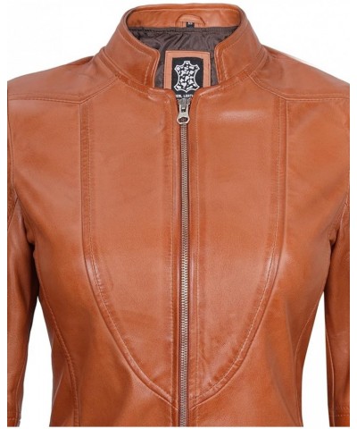 Leather Jacket Women - Cafe Racer Leather Motorcycle Jackets For Women's Amy - Brown Womens Leather Jacket $53.94 Coats