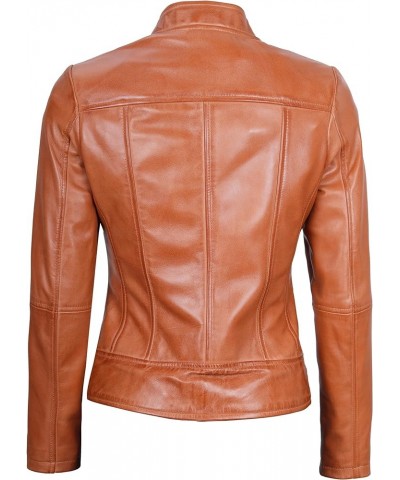 Leather Jacket Women - Cafe Racer Leather Motorcycle Jackets For Women's Amy - Brown Womens Leather Jacket $53.94 Coats