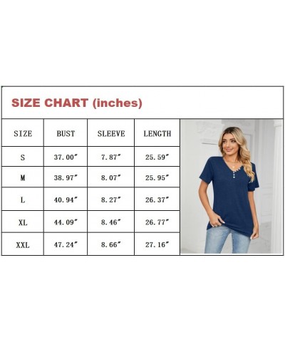 Womens Summer Tops Casual V Neck Short Sleeve Solid Color Basic T Shirt Navy $13.16 Tops