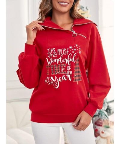 Womens Zipper Sweatshirt Turtleneck Long Sleeve Pullover Casual Loose Sweatshirts Top T Shirts Christmas-red $21.55 Hoodies &...