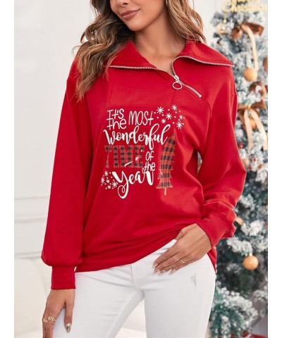 Womens Zipper Sweatshirt Turtleneck Long Sleeve Pullover Casual Loose Sweatshirts Top T Shirts Christmas-red $21.55 Hoodies &...