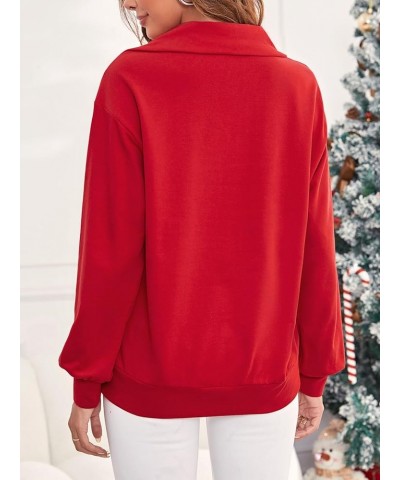 Womens Zipper Sweatshirt Turtleneck Long Sleeve Pullover Casual Loose Sweatshirts Top T Shirts Christmas-red $21.55 Hoodies &...