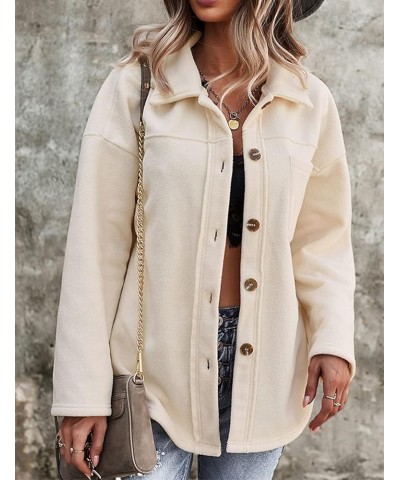 Women's Long sleeve Button Up Lightweight Soft Warm Fleece Jacket Coat Beige $21.82 Jackets