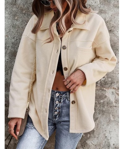 Women's Long sleeve Button Up Lightweight Soft Warm Fleece Jacket Coat Beige $21.82 Jackets